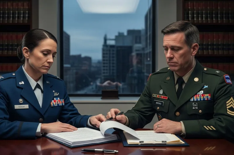 divorce concept of military couple nearing retirement going through a divorce